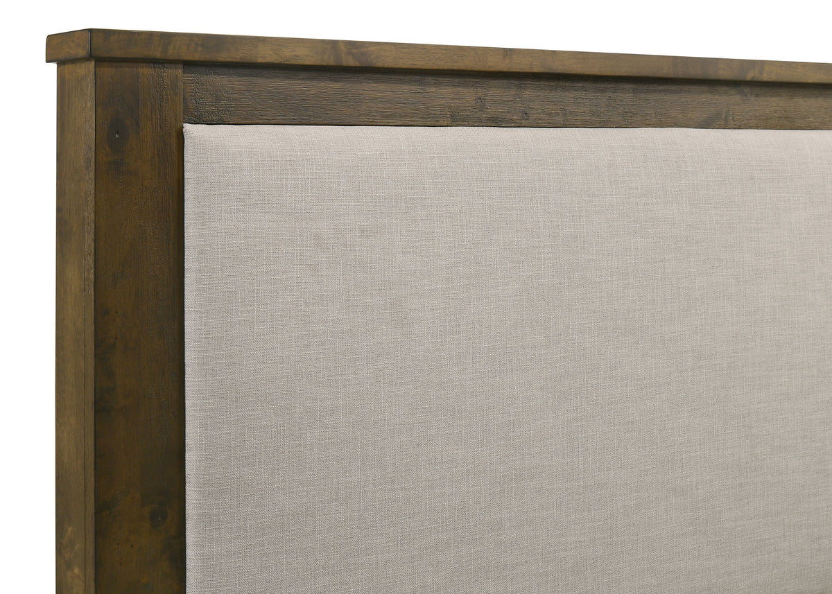 Doherty Eastern King Linen Upholstered Panel Bed Rustic Brown