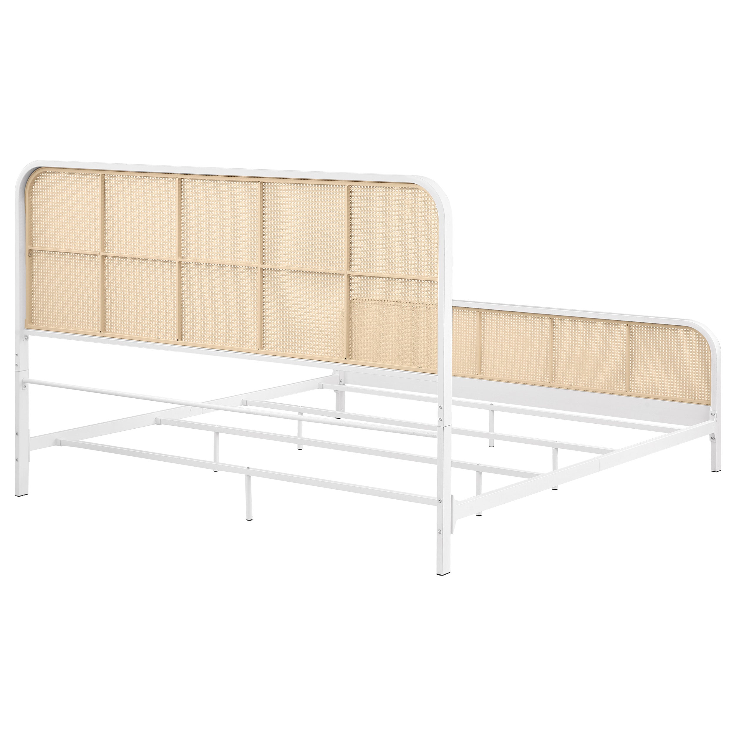 Lanewood Open Cane Webbing Metal Eastern King Bed White