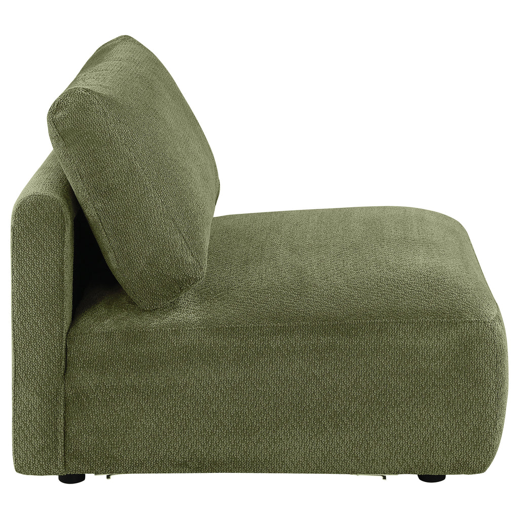Elysia Fabric Upholstered Modular Armless Chair Green