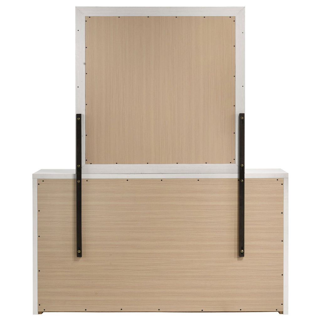 Viana 6-Drawer Bedroom Dresser with Beveled Mirror White High Gloss