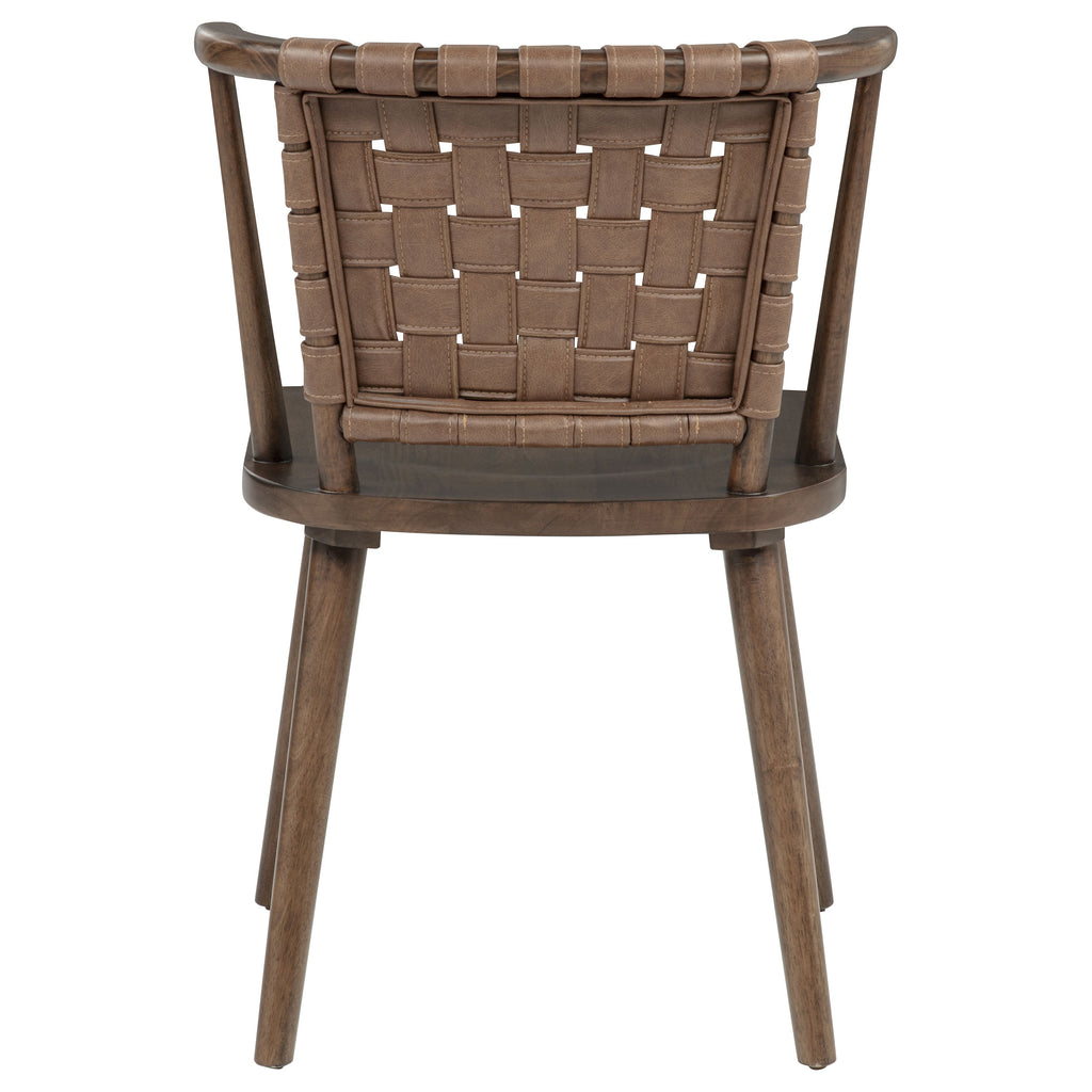 Tallis Woven Leatherette Back Dining Side Chair Brown (Set of 2)
