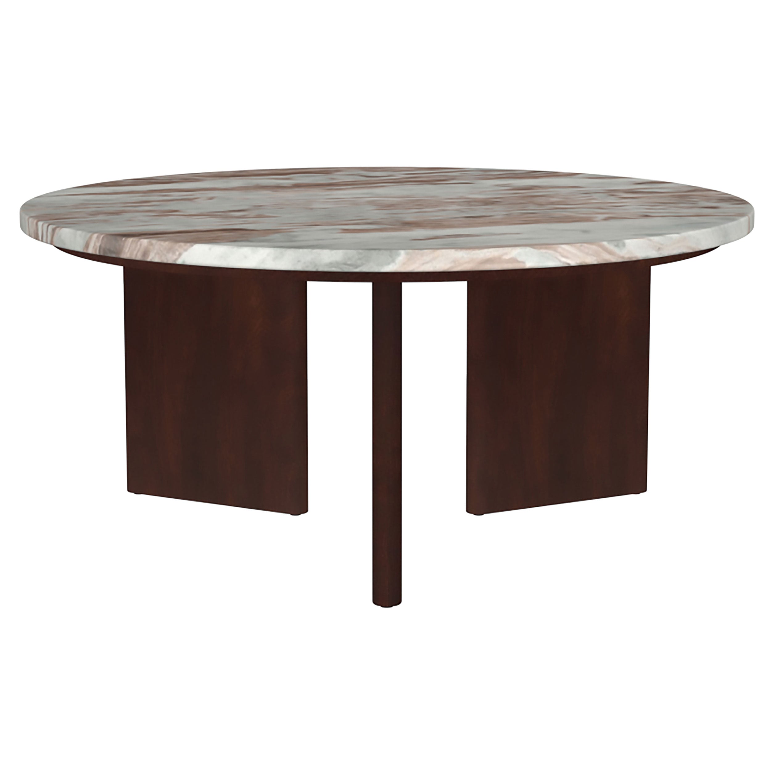 Jenna 2-piece Round Marble Top Coffee Table Set Brown