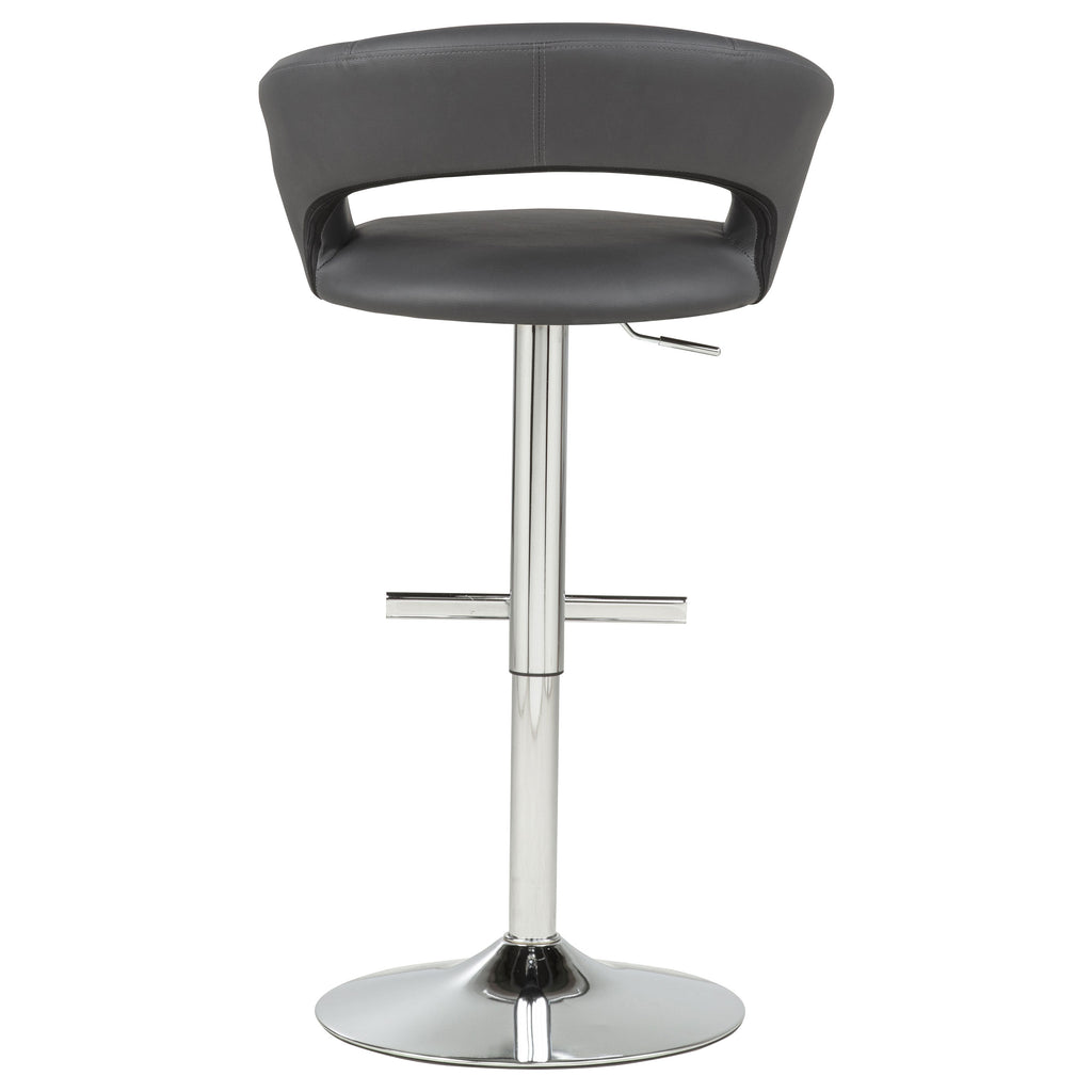 Travia Adjustable Leatherette Swivel Bar Stool Grey and Chrome