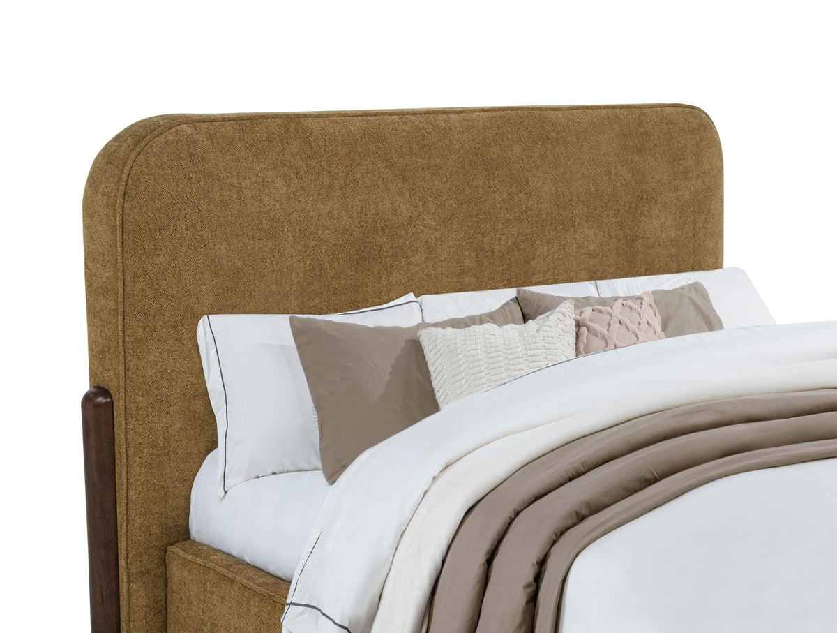 Baldacci Upholstered Eastern King Platform Bed Curry and Walnut