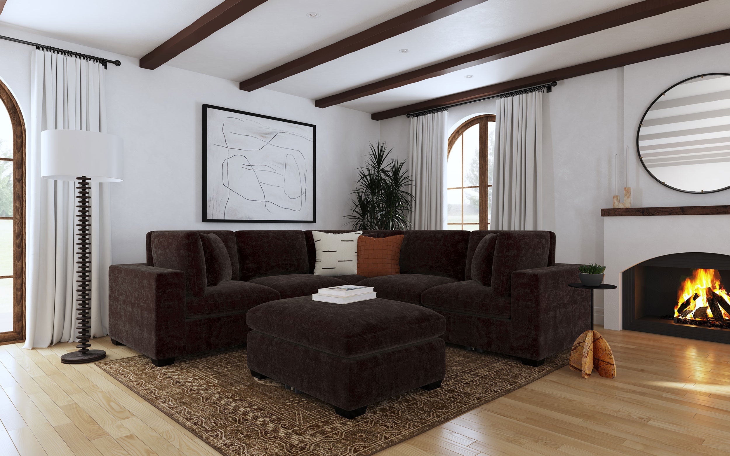 Cloud Lux Rectangular Upholstered Ottoman Dark Chocolate