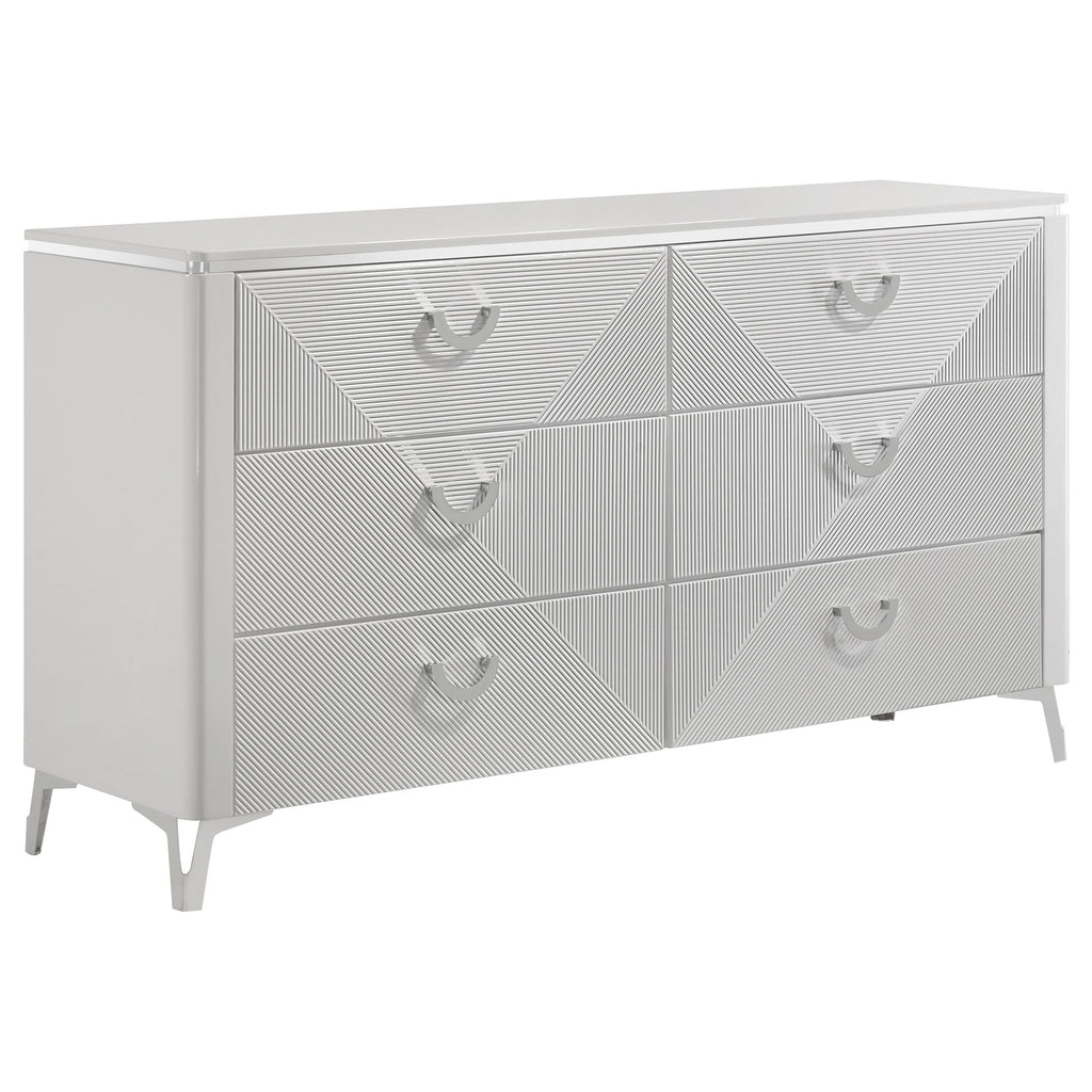 Cassia 5-piece Queen LED Bedroom Set White High Gloss