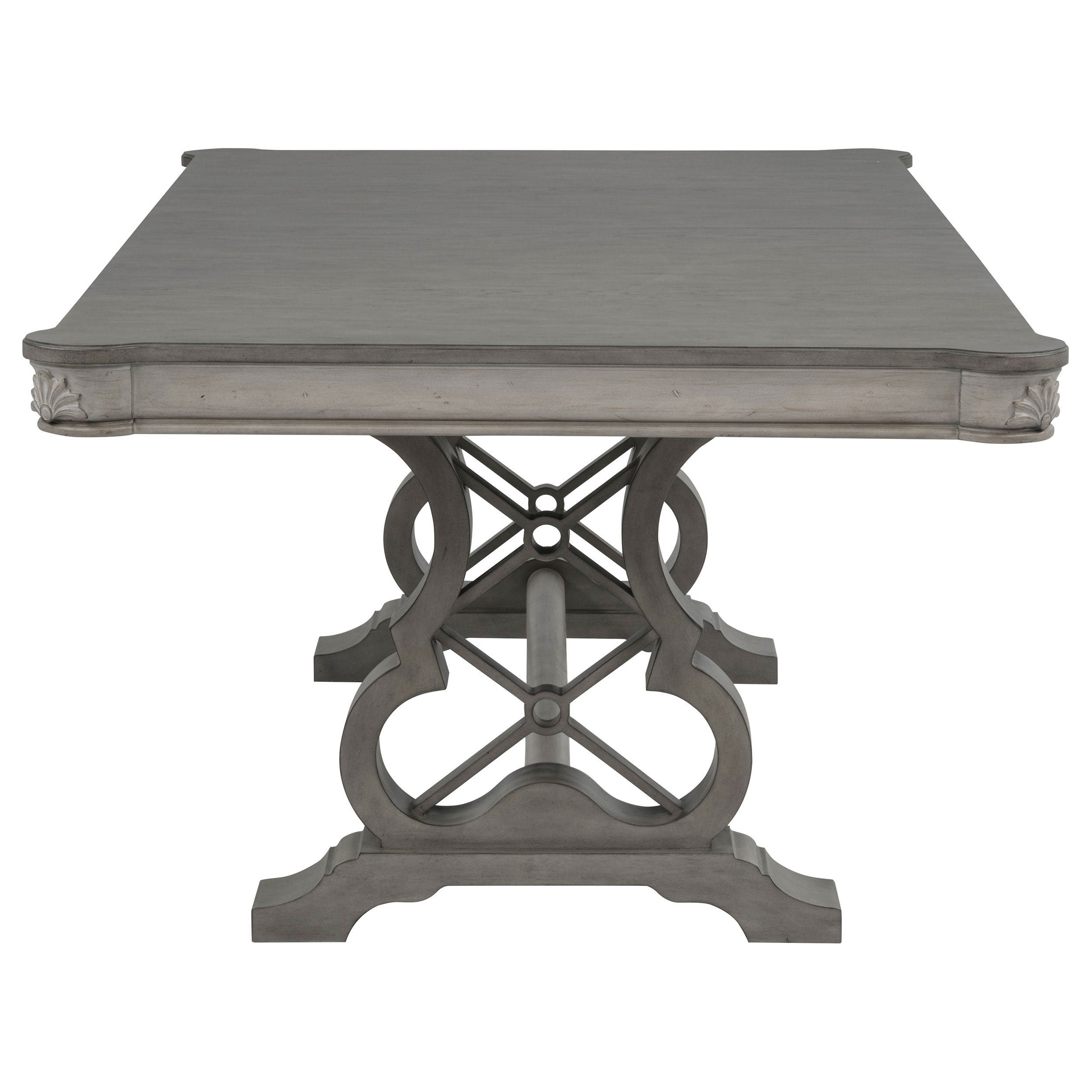 Cresswell 104-inch Double Pedestal Extension Dining Table Weathered Taupe