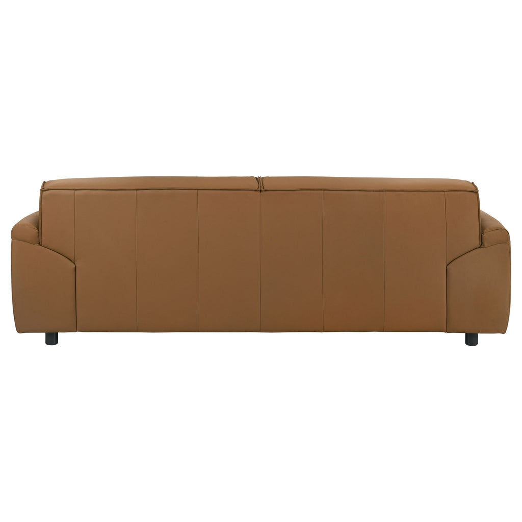 Buxton Top Grain Leather Upholstered Sofa Orange