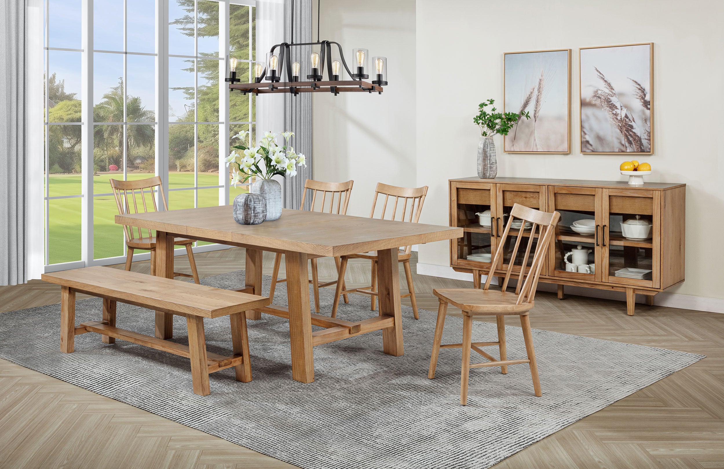 Middleton 60-inch Wood Backless Dining Bench Natural Brown