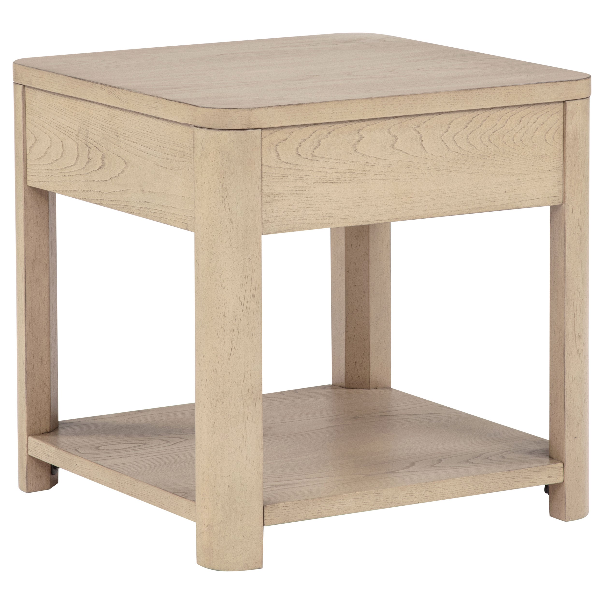 Marcelo Wood End Table with Drawer and Shelf Light Elm