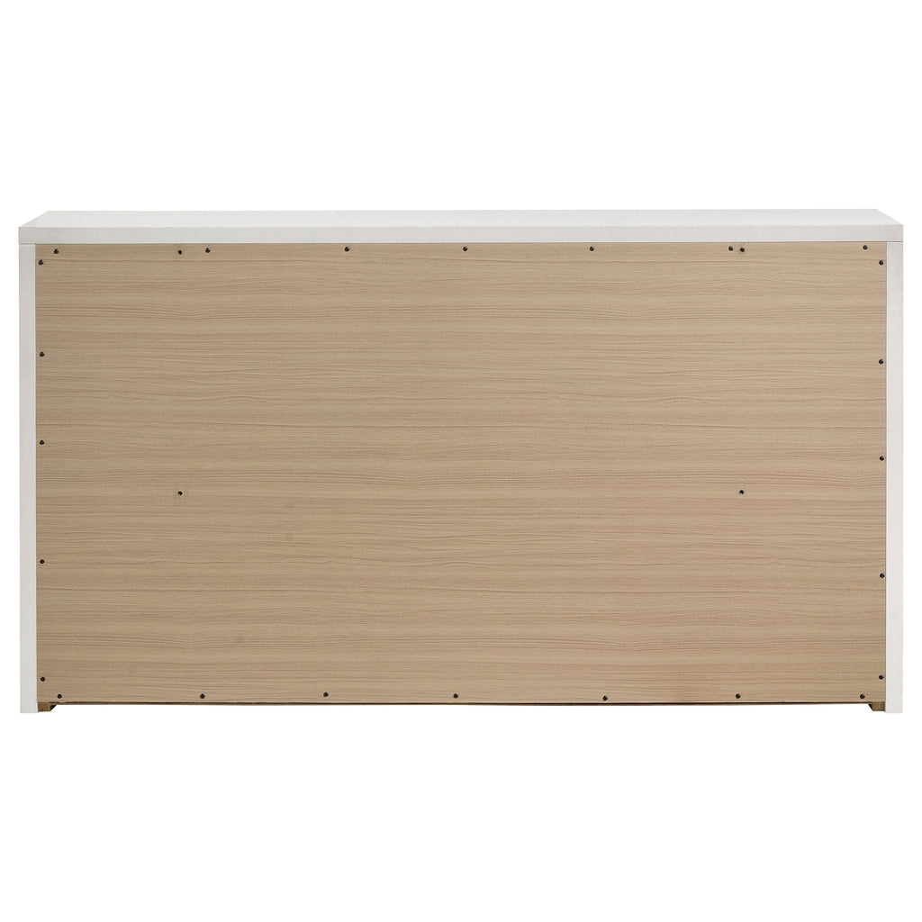 Viana 6-Drawer Bedroom Dresser with Chrome Pulls White High Gloss