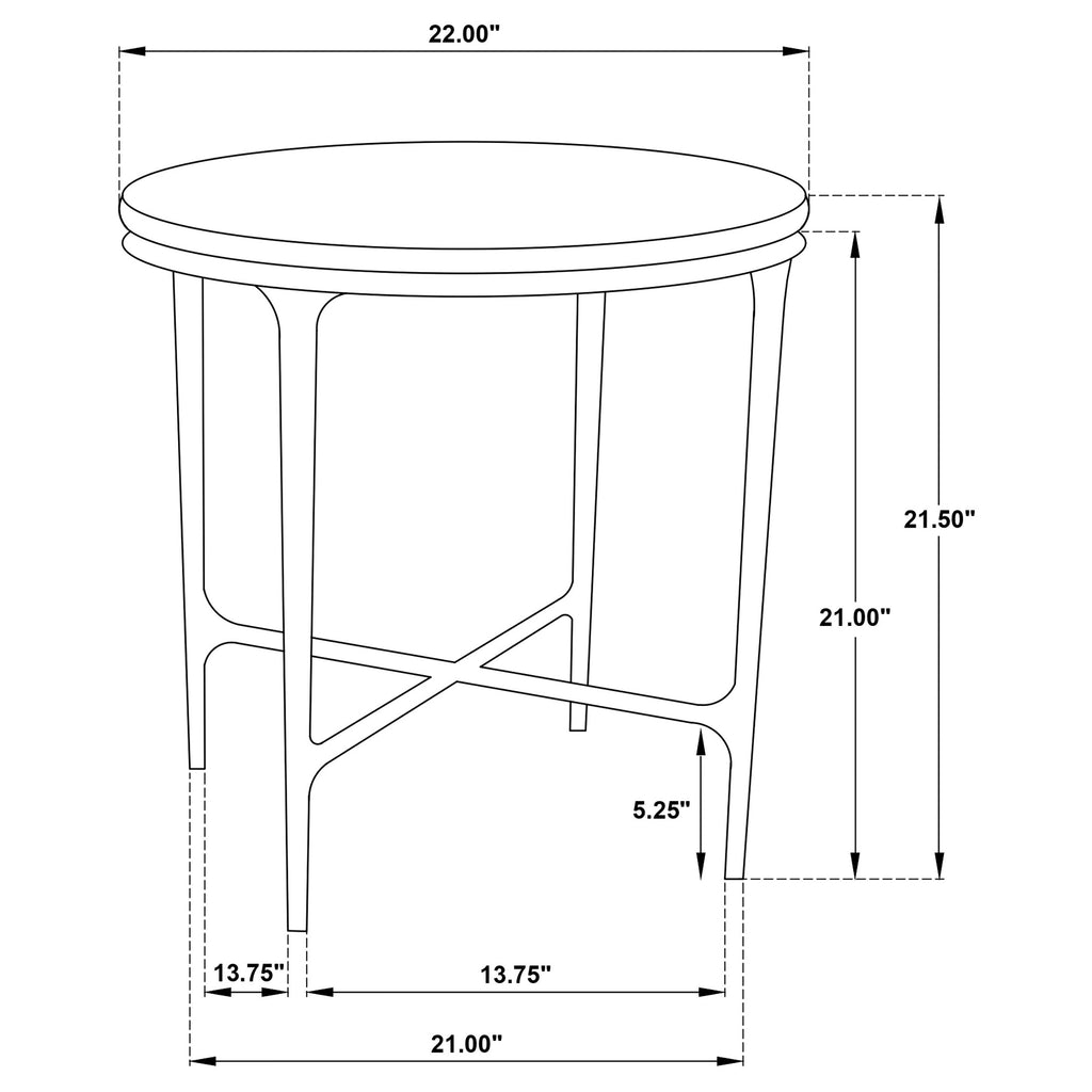 Hermas Round Genuine Marble Top Metal End Side Table White