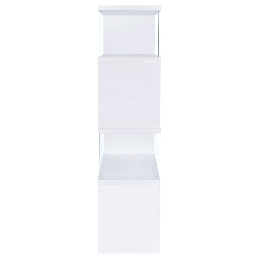 Emelle 63-inch 4-shelf Glass Panel Bookshelf White