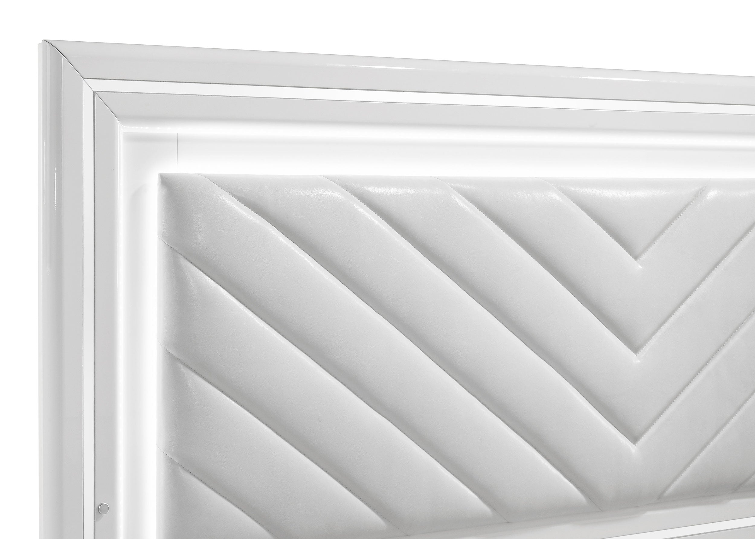 Cassia Queen LED Panel Bed White High Gloss