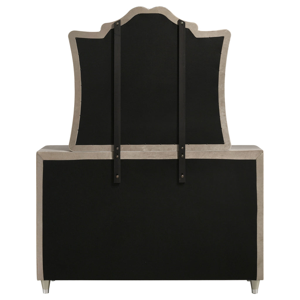 Antonella 7-drawer Upholstered Dresser with Mirror Ivory