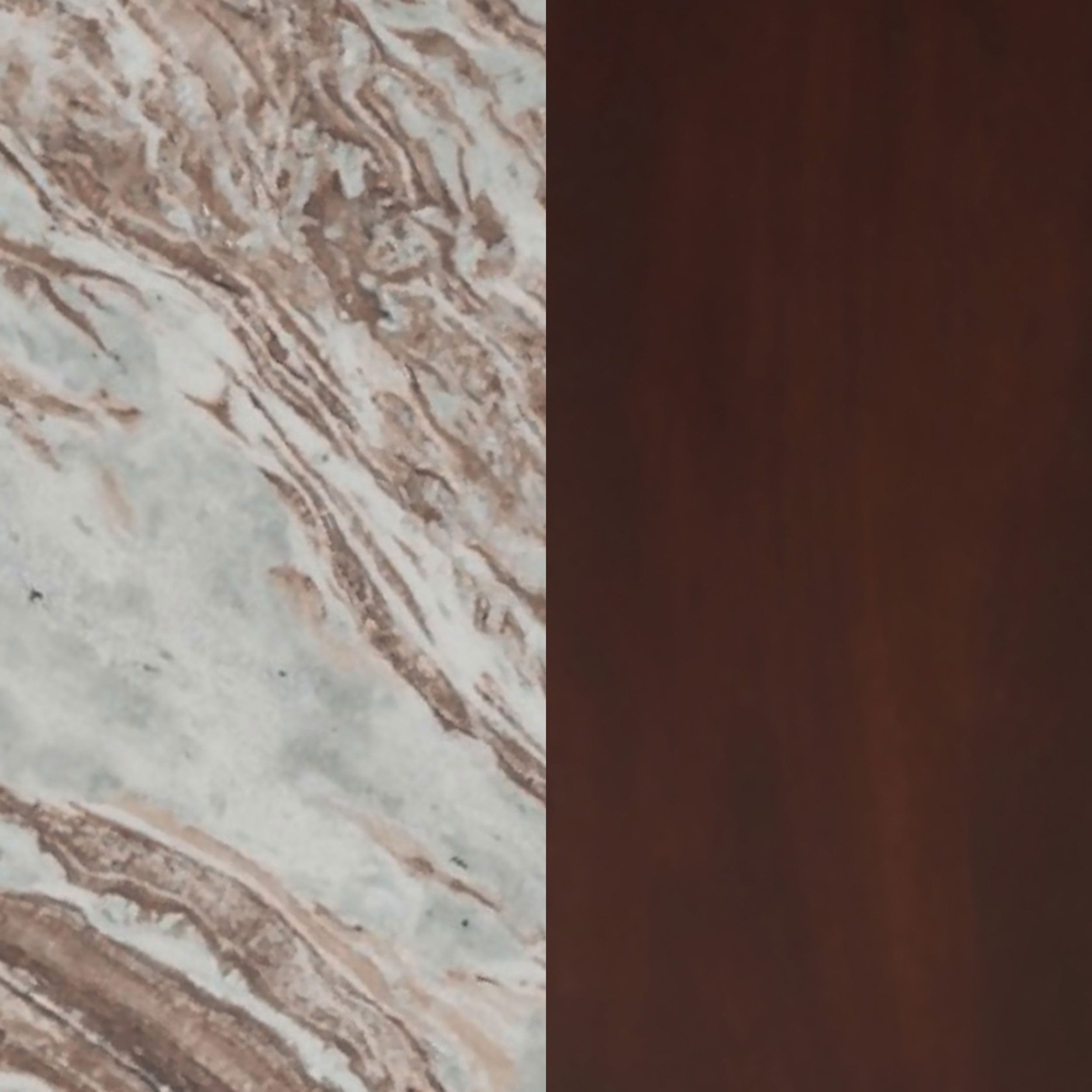 Jenna Round Marble Top Mango Wood Side End Table Brown
