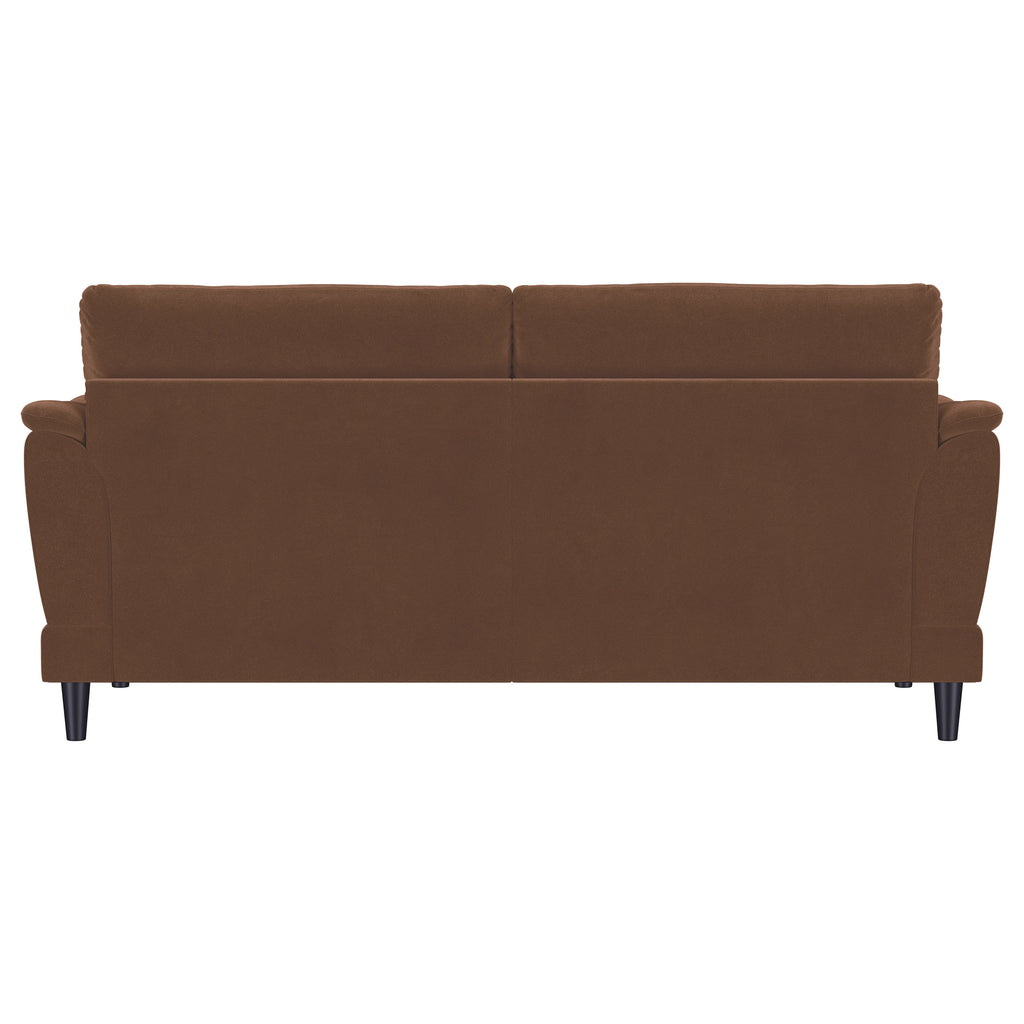 Selma Velvet Upholstered Crescent Arm Sofa Rust