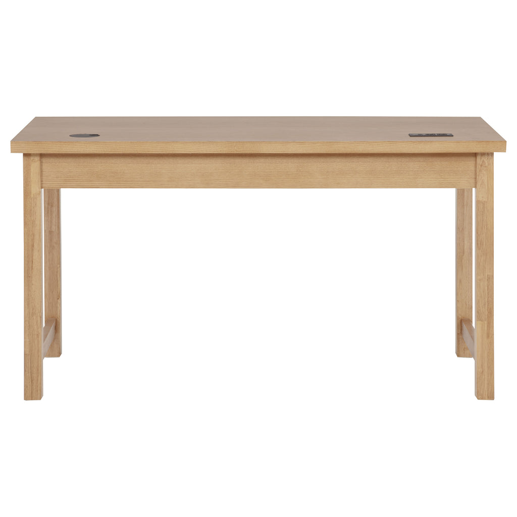 Vermes 55-inch 3-drawer Writing Desk with Power Outlet Light Ash
