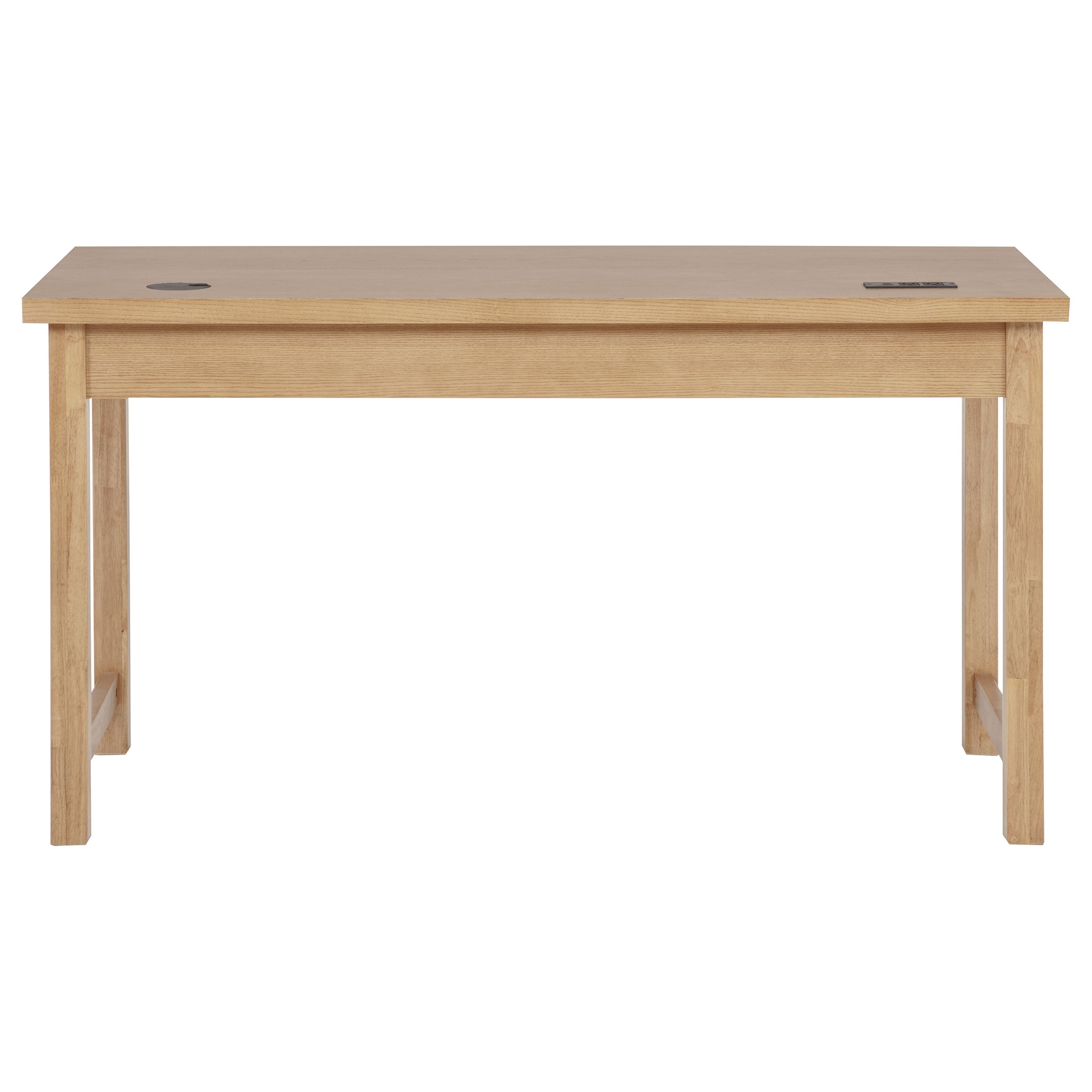Vermes 55-inch 3-drawer Writing Desk with Power Outlet Light Ash