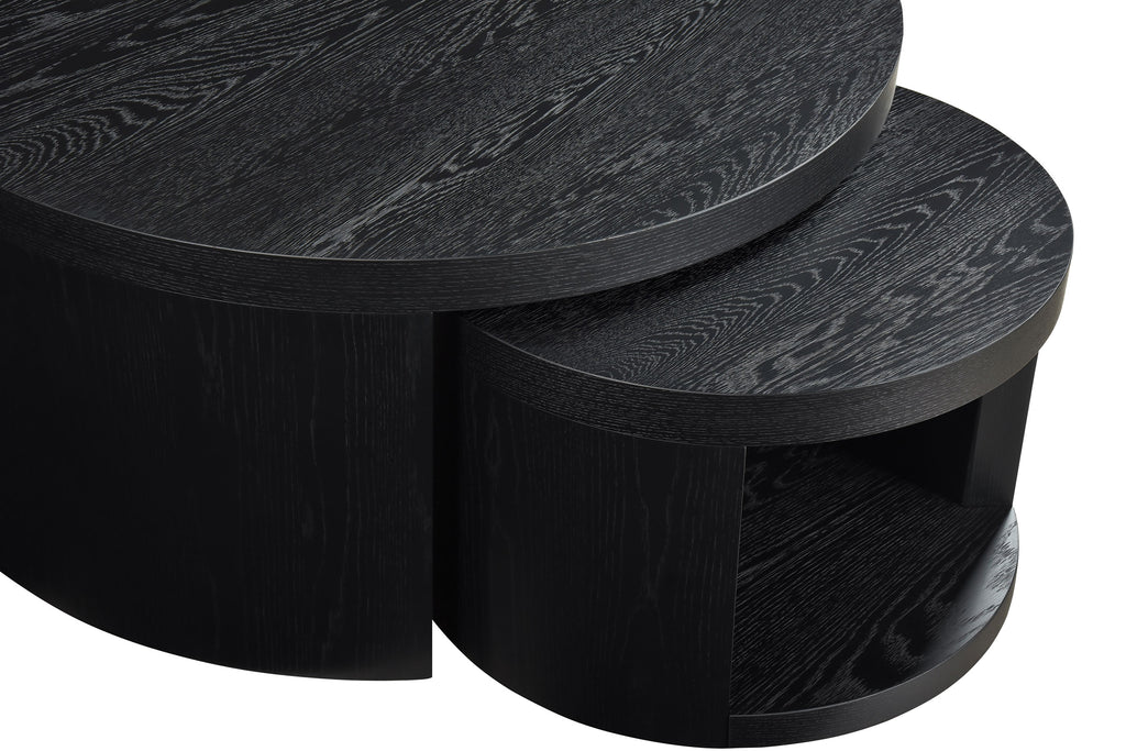 Sweeney 2-piece Round Wood Occasional Nesting Table Set Black
