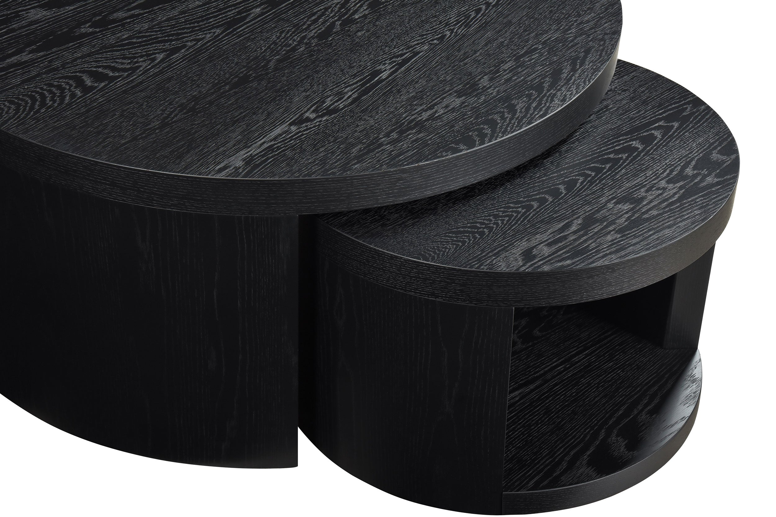 Sweeney 2-piece Round Wood Occasional Nesting Table Set Black