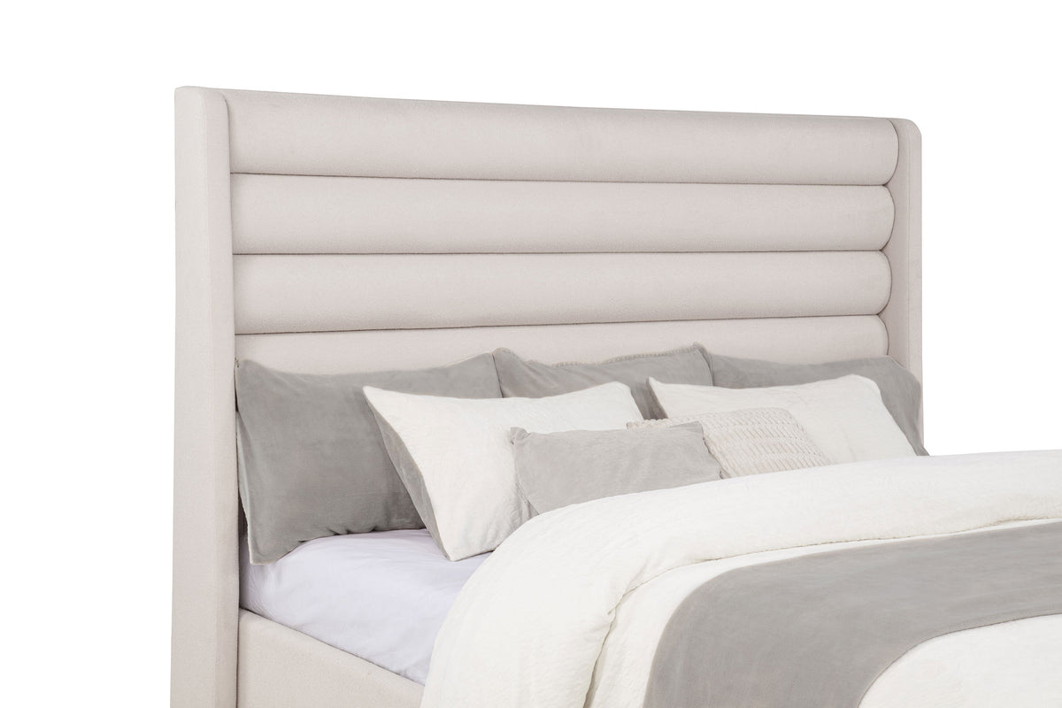 Leslie Upholstered Tufted California King Wingback Platform Bed Beige