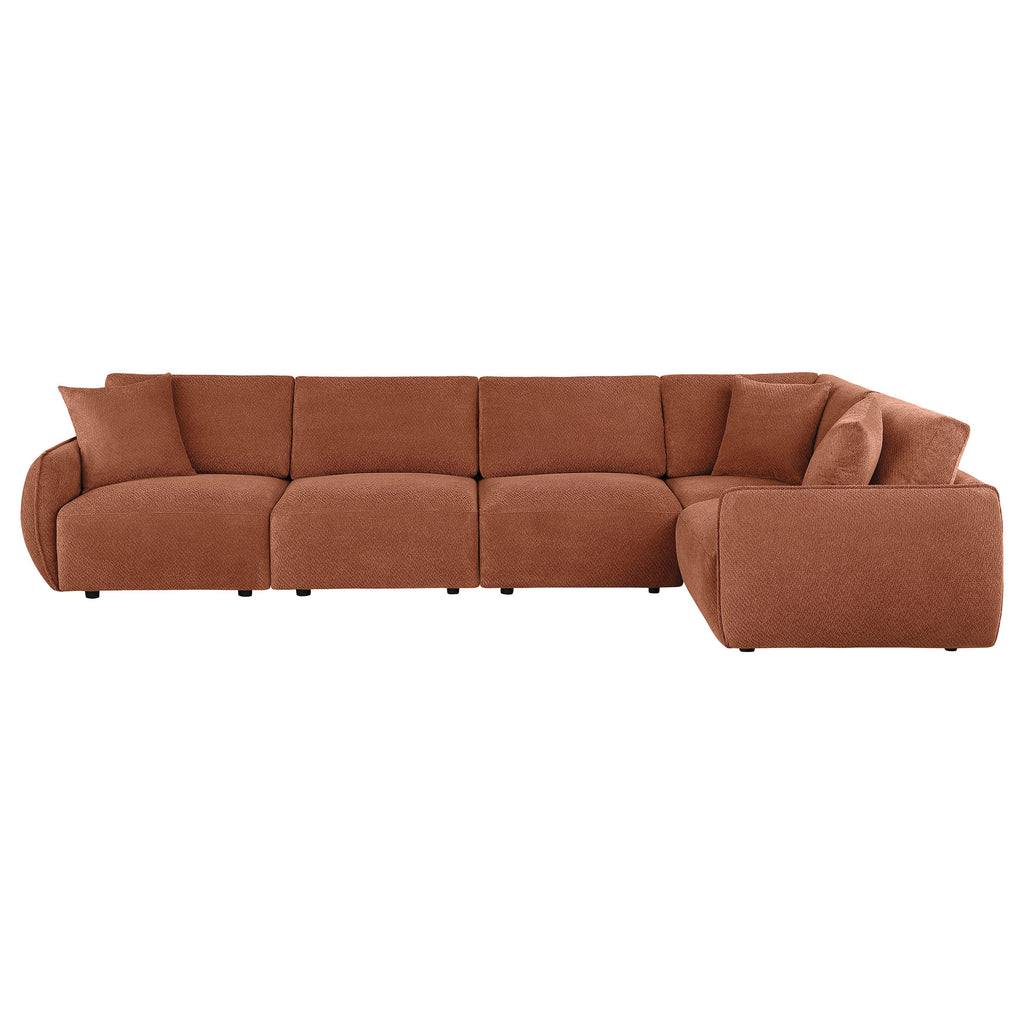 Elysia 5-piece Fabric Upholstered Modular Sectional Sofa Coral