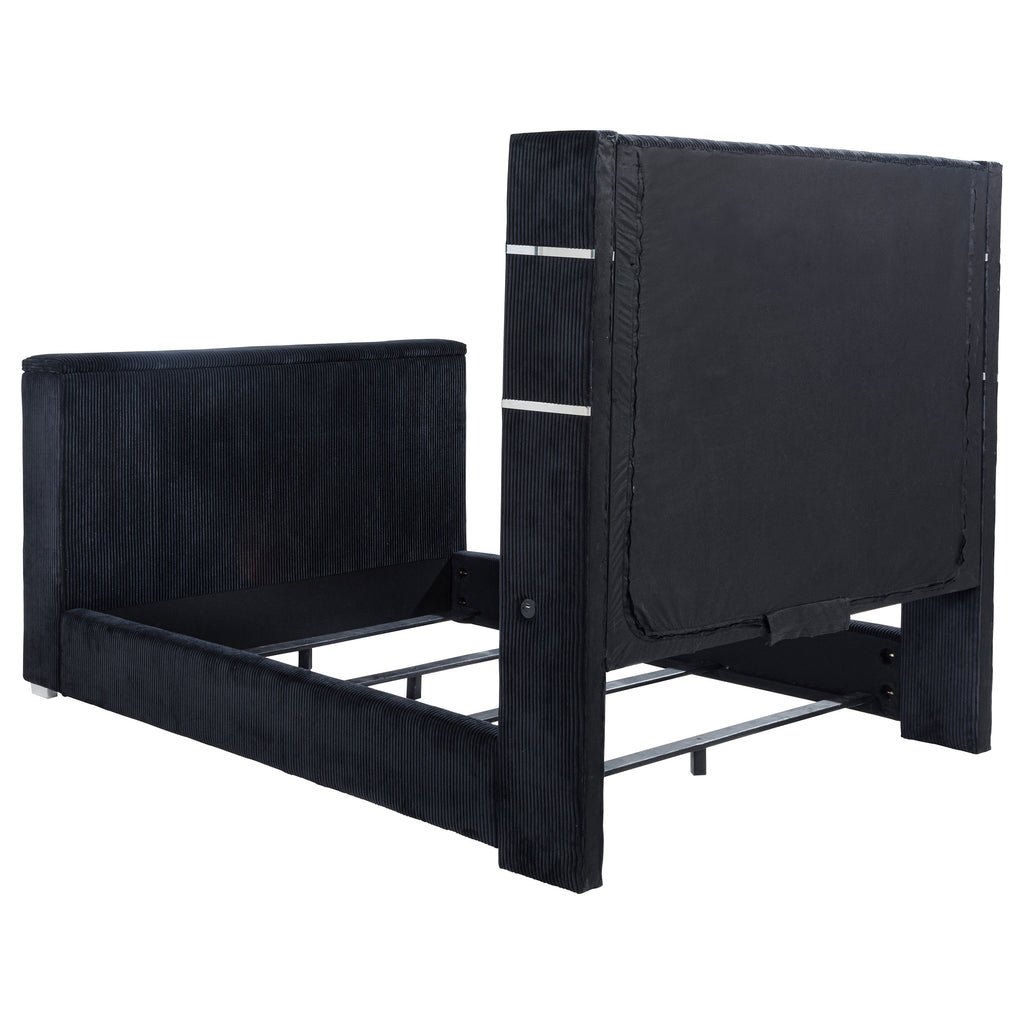 Tisdall Queen Flame Visualizer Wingback TV Bed Black