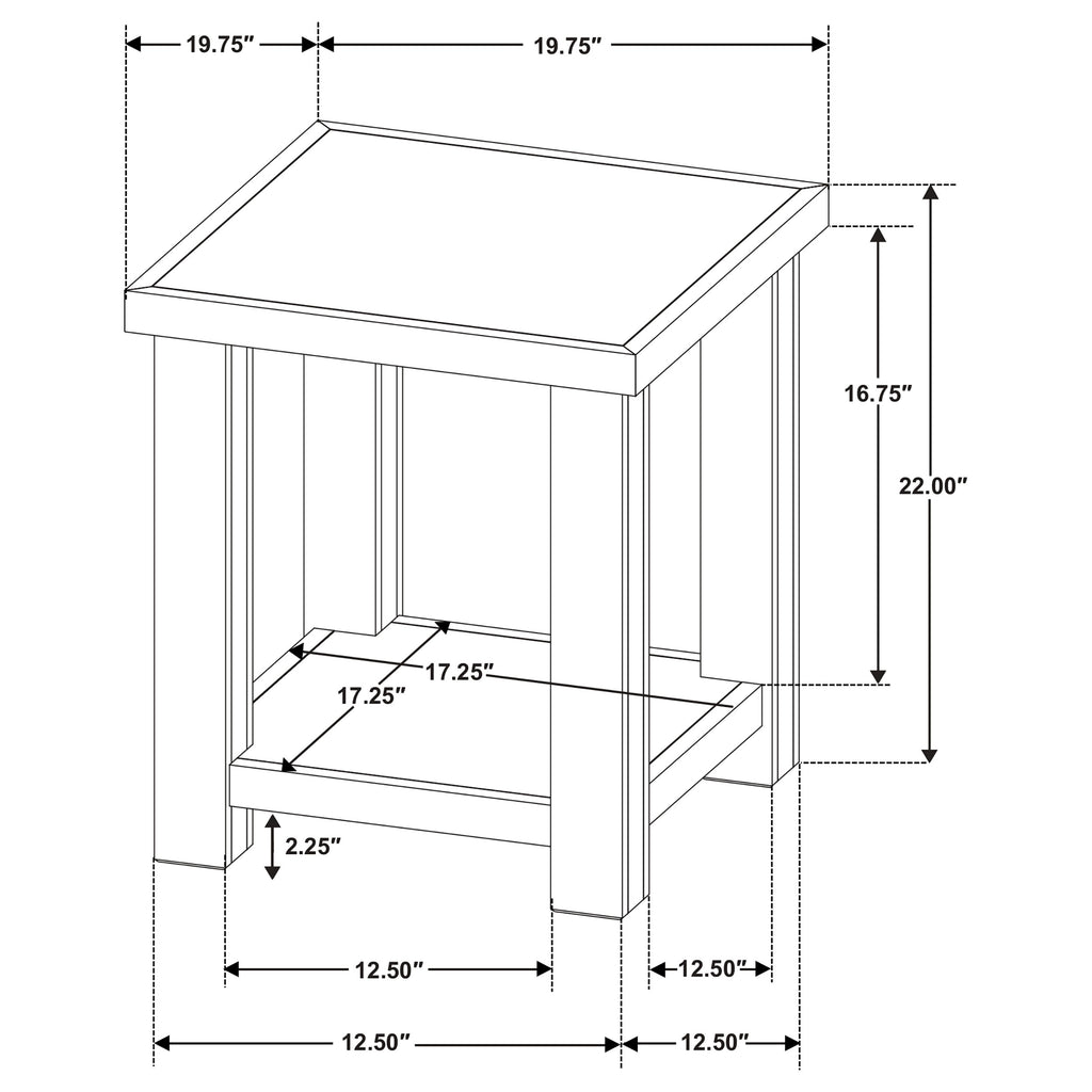 Beasley Square Wood End Side Table With Shelf Golden Oak