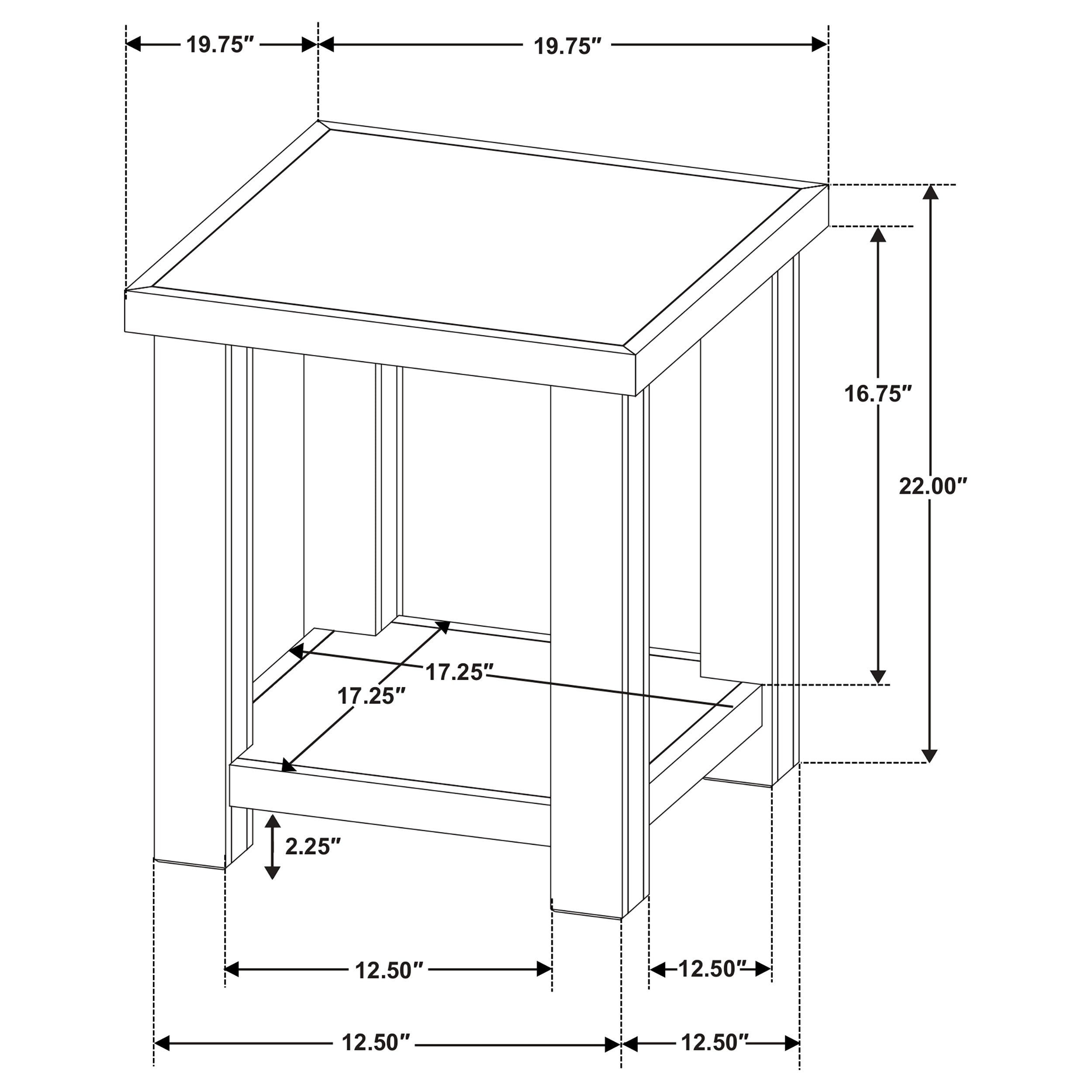 Beasley Square Wood End Side Table With Shelf Golden Oak