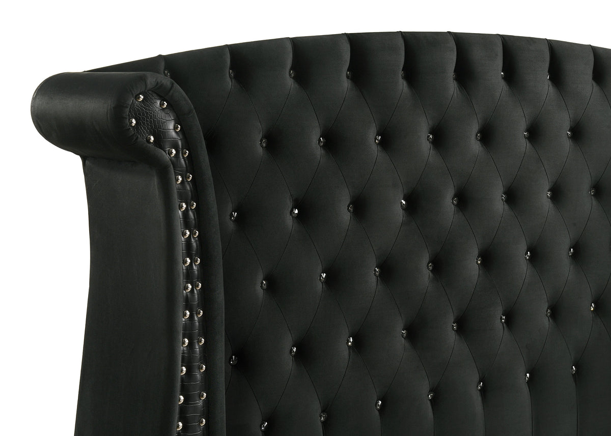 Barzini Upholstered California King Wingback Bed Black