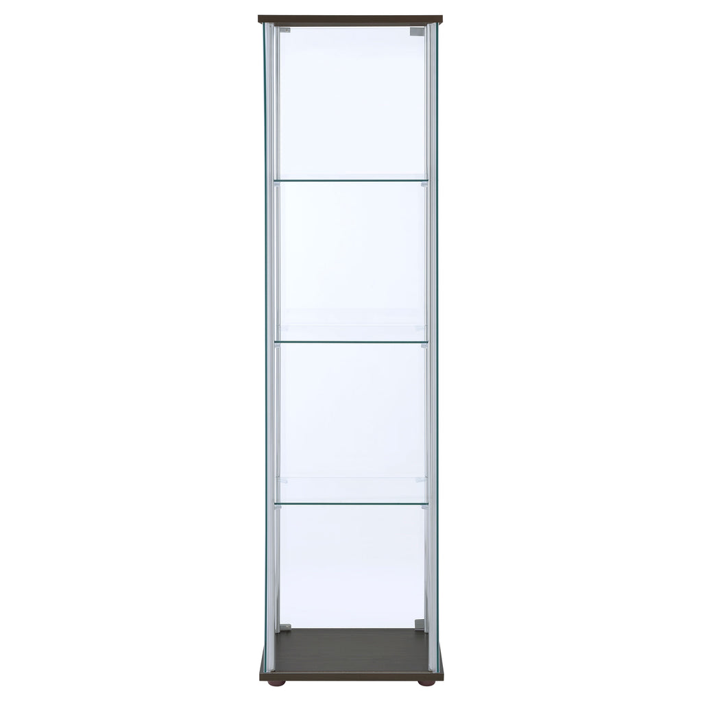 Bellatrix 3-shelf Clear Glass Curio Cabinet Cappuccino