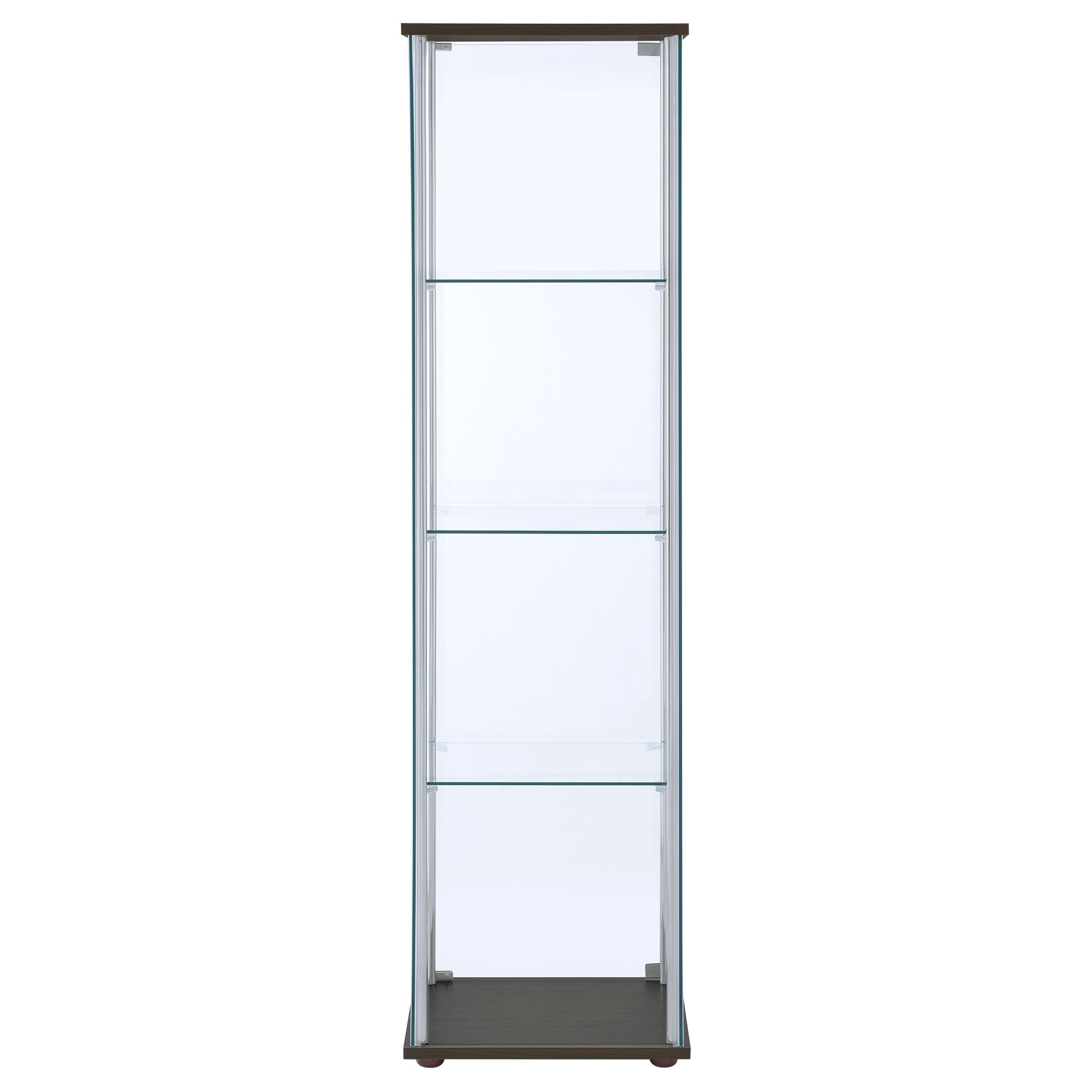 Bellatrix 3-shelf Clear Glass Curio Cabinet Cappuccino