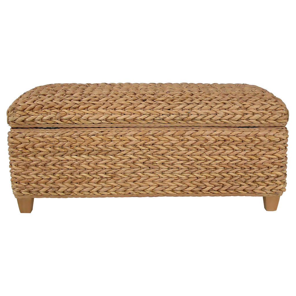 Laughton Hand-Woven Banana Leaf Storage Bench Natural