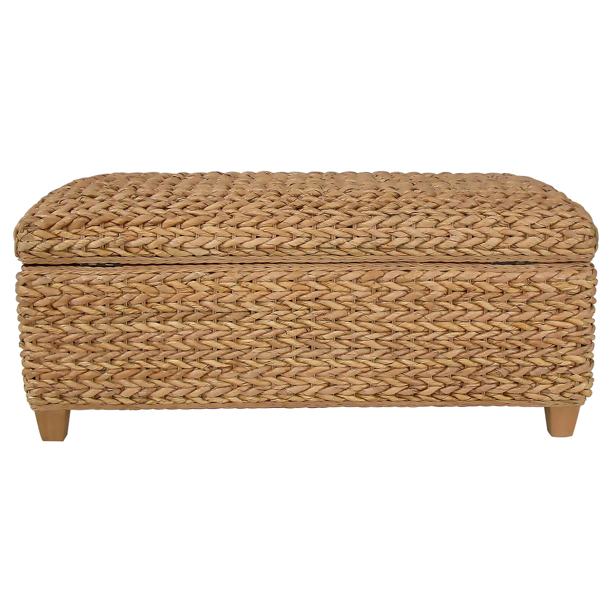Laughton Hand-Woven Banana Leaf Storage Bench Natural