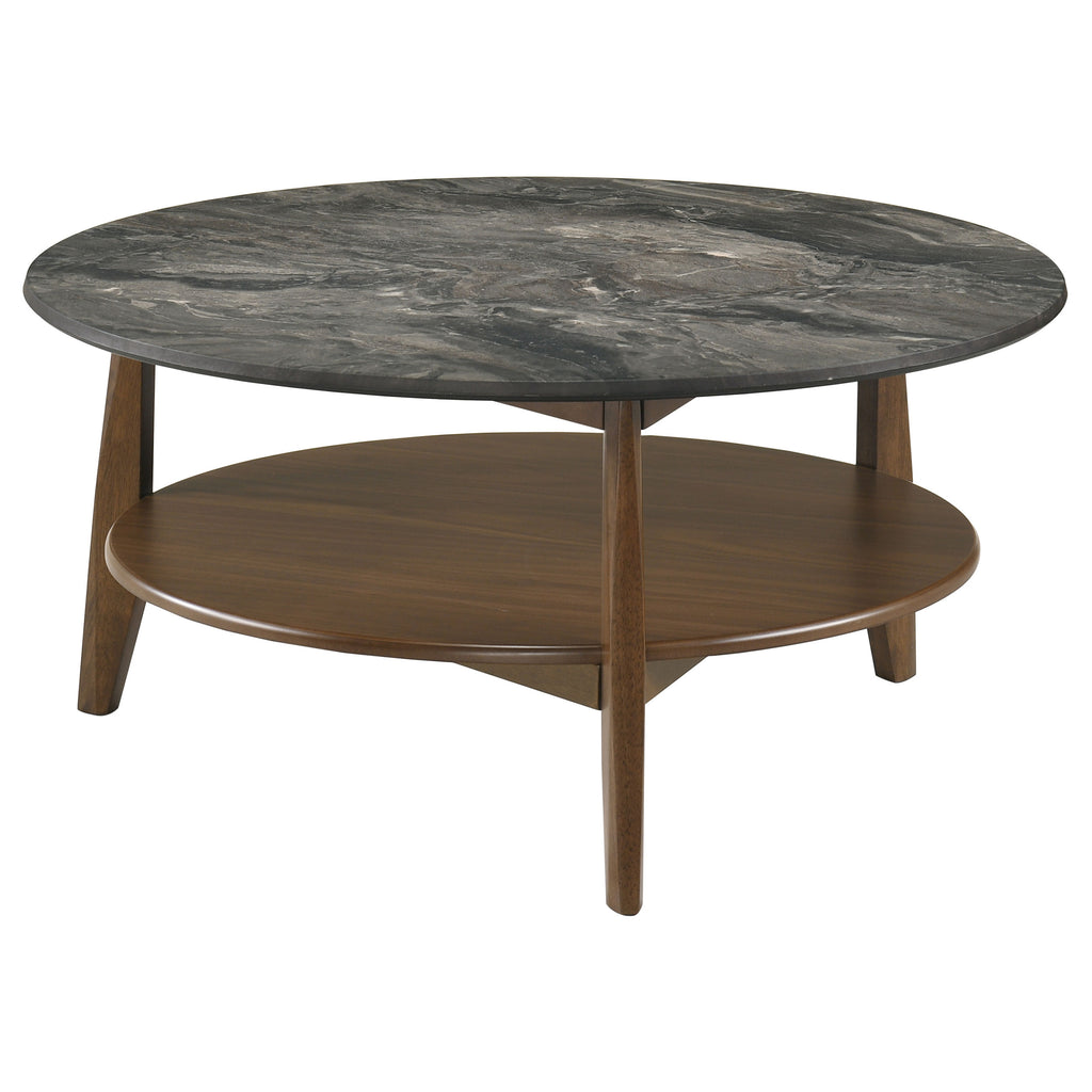 Bradley 3-Piece Round SmartTop Coffee Table Set Smokey Grey and Brown