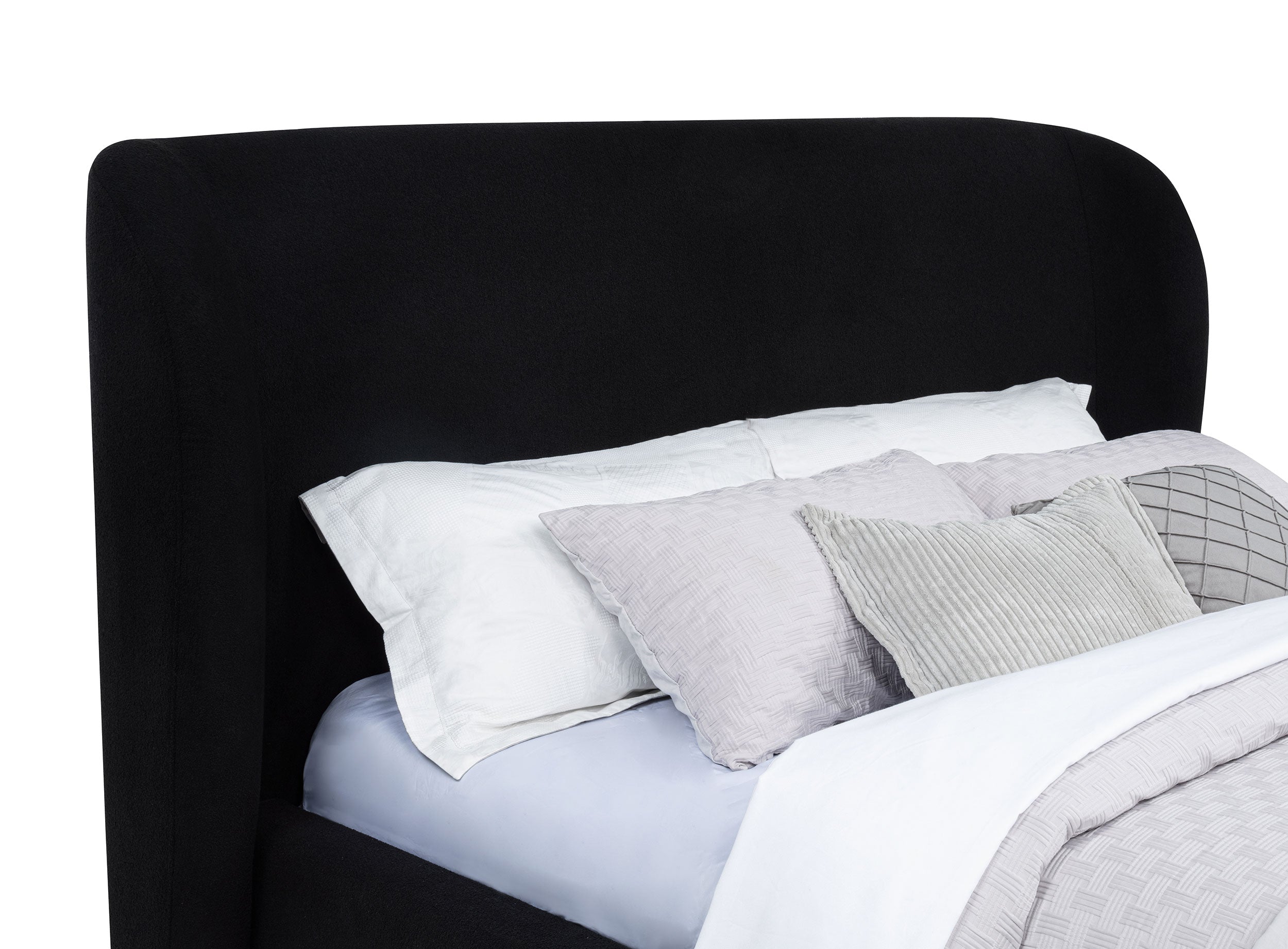 Blaire Upholstered Eastern King Wingback Platform Bed Black
