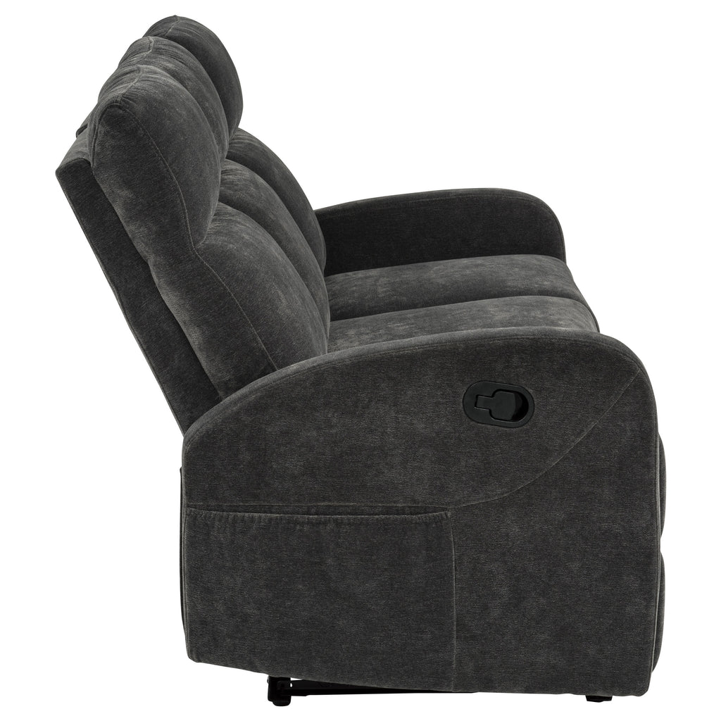 Hamilton Chenille Manual Reclining Sofa Charcoal Grey