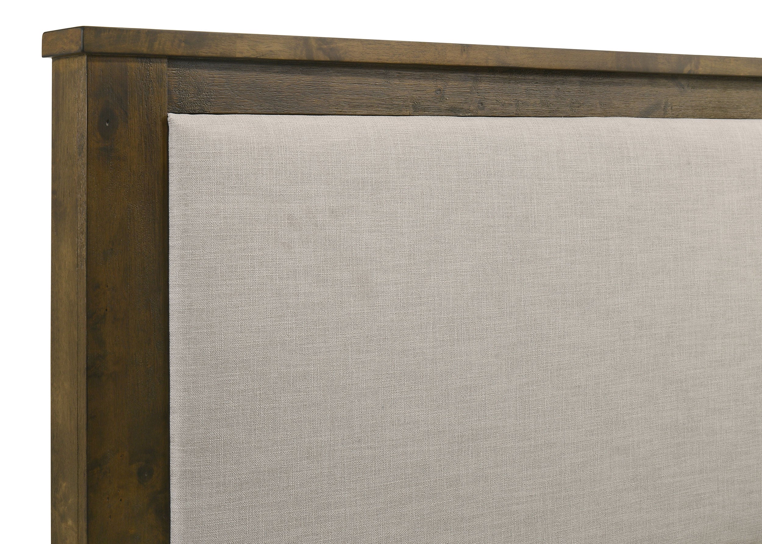 Doherty Queen Linen Upholstered Panel Bed Rustic Brown