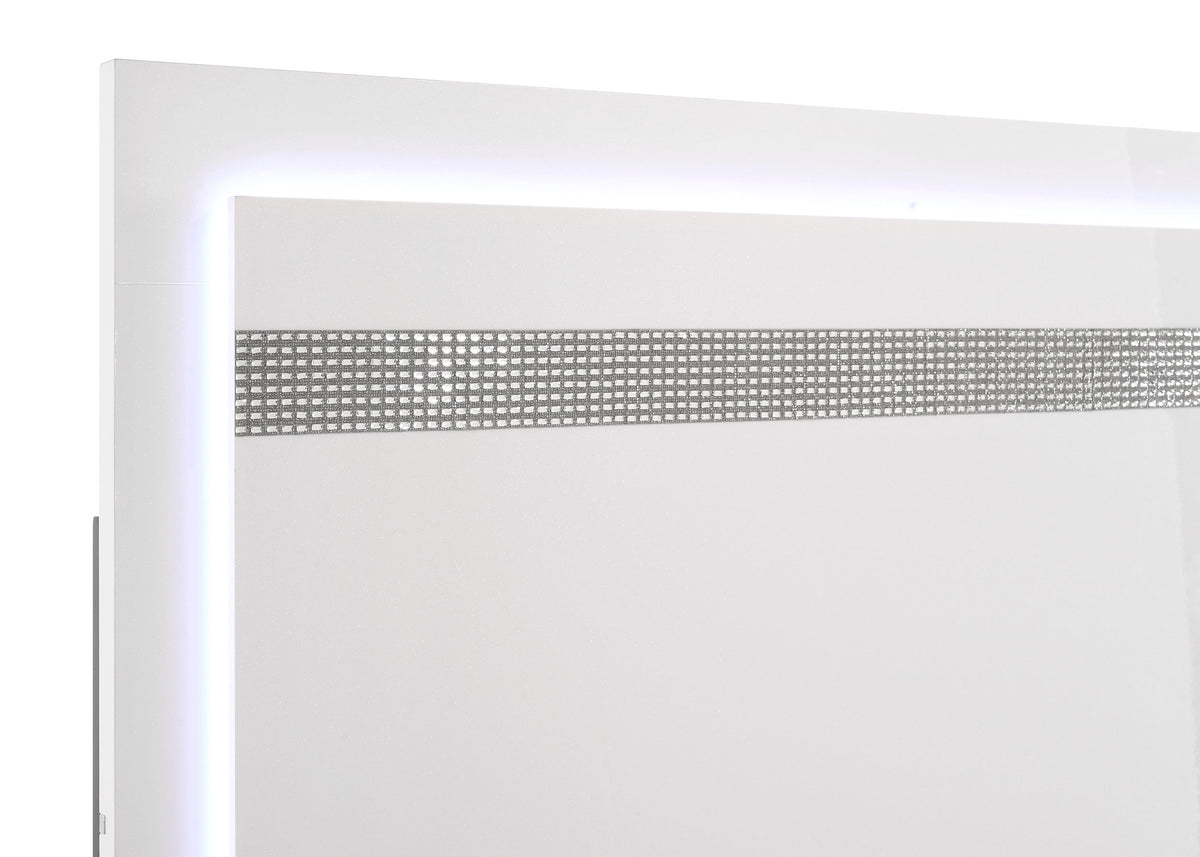 Viana Touch-Control LED Queen Platform Bed White High Gloss