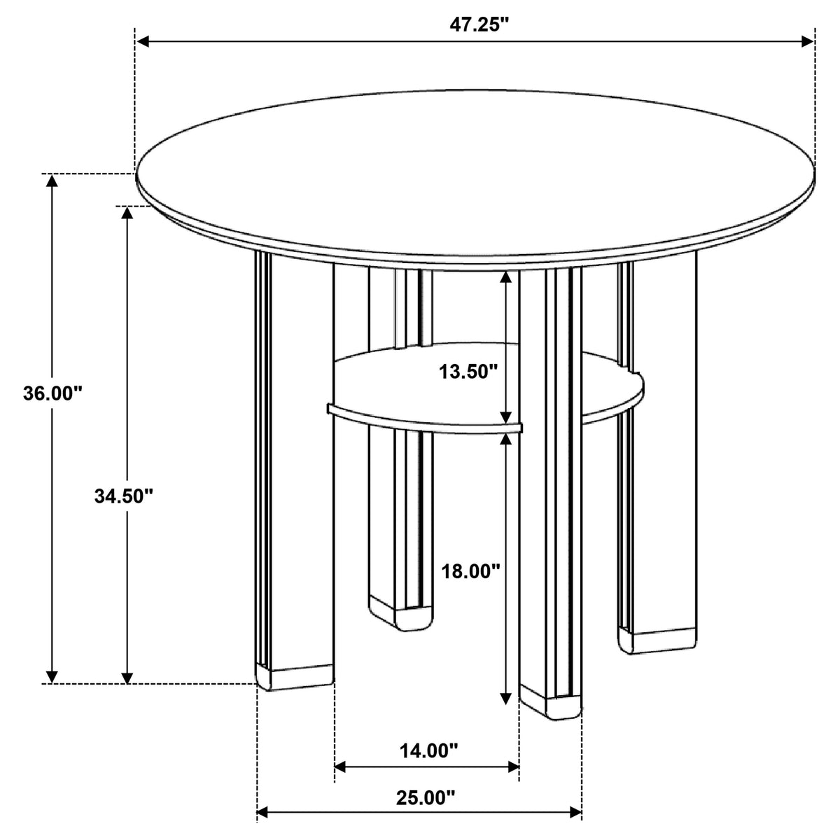 Ottowa 47-inch Round Counter Height Dining Table Brown