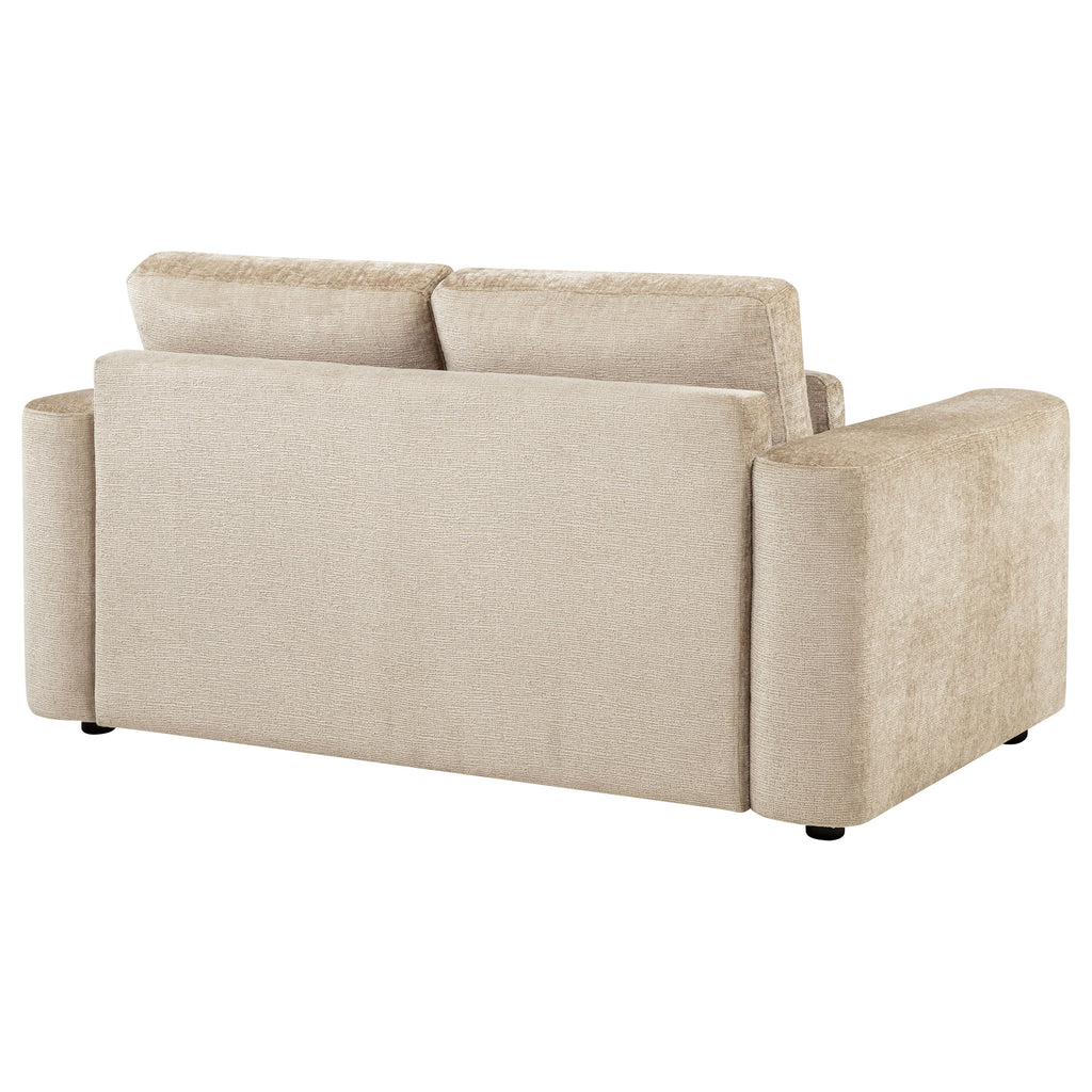 Amador Chenille Upholstered Track Arm Loveseat Camel