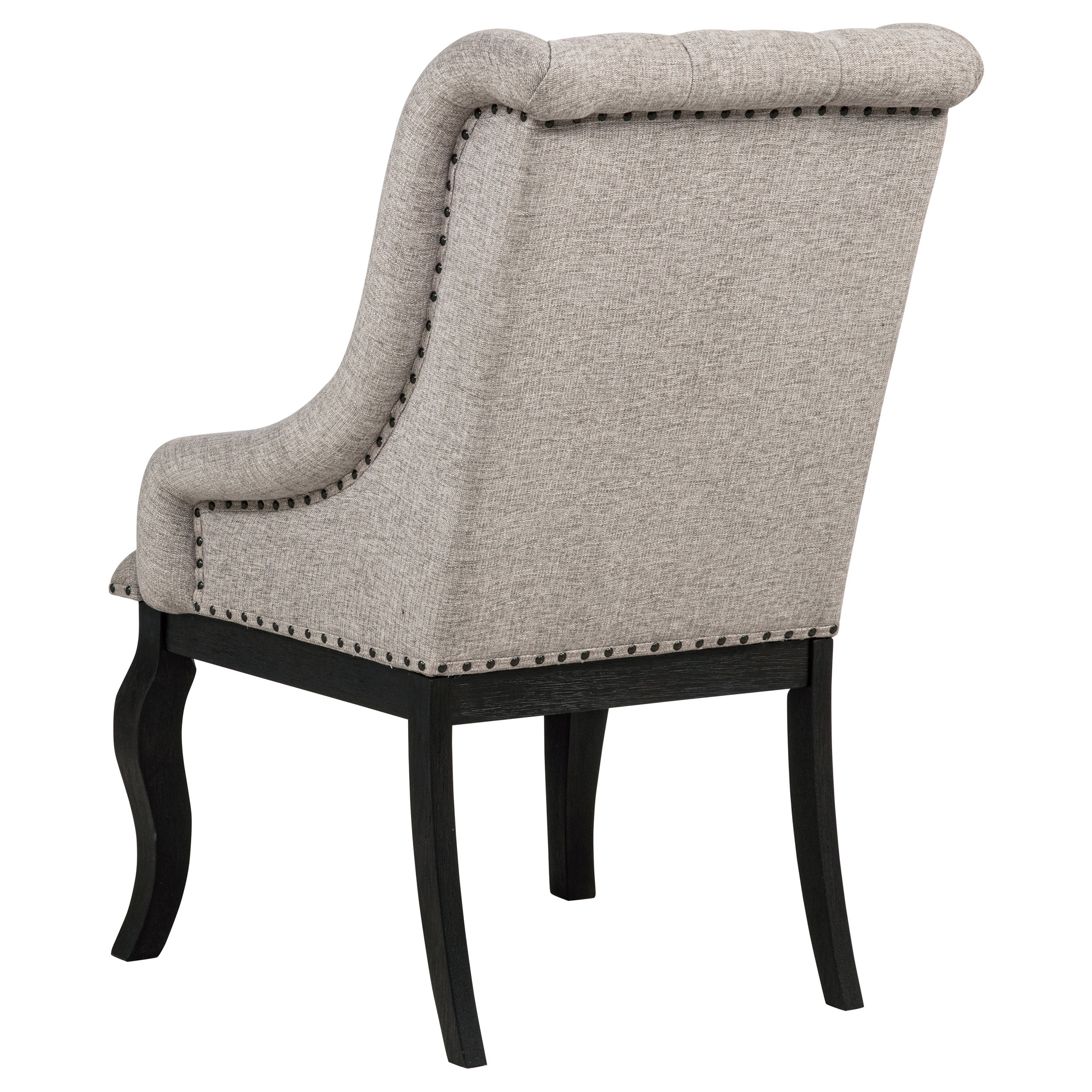 Phelps Upholstered Dining Arm Chair Tan Distressed Noir (Set of 2)