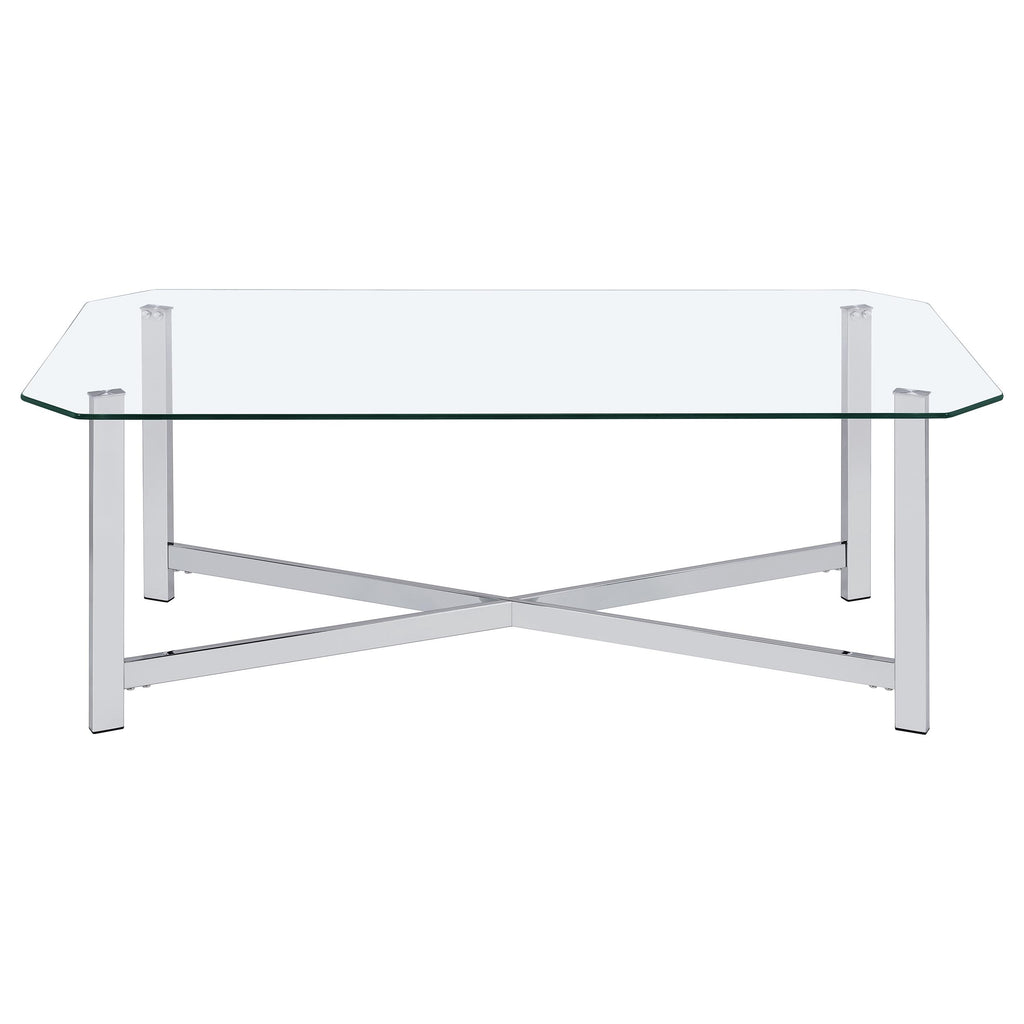 Cronin 3-piece Tempered Glass Top Coffee Table Set Chrome