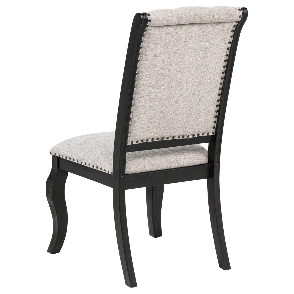 Phelps Upholstered Dining Side Chair Tan Distressed Noir (Set of 2)