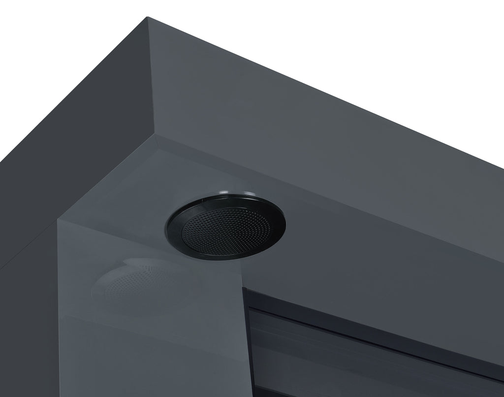 Mallory TV Stand Fireplace Console Bluetooth Speaker Grey High Gloss