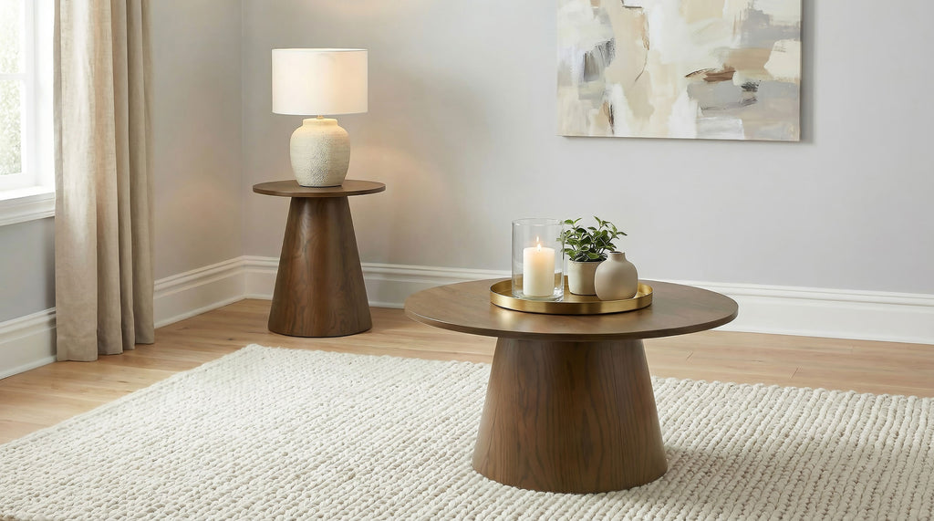 Franklin Round Wood Pedestal Side End Table Dark Brown