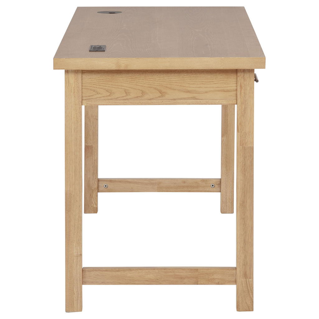 Vermes 55-inch 3-drawer Writing Desk with Power Outlet Light Ash