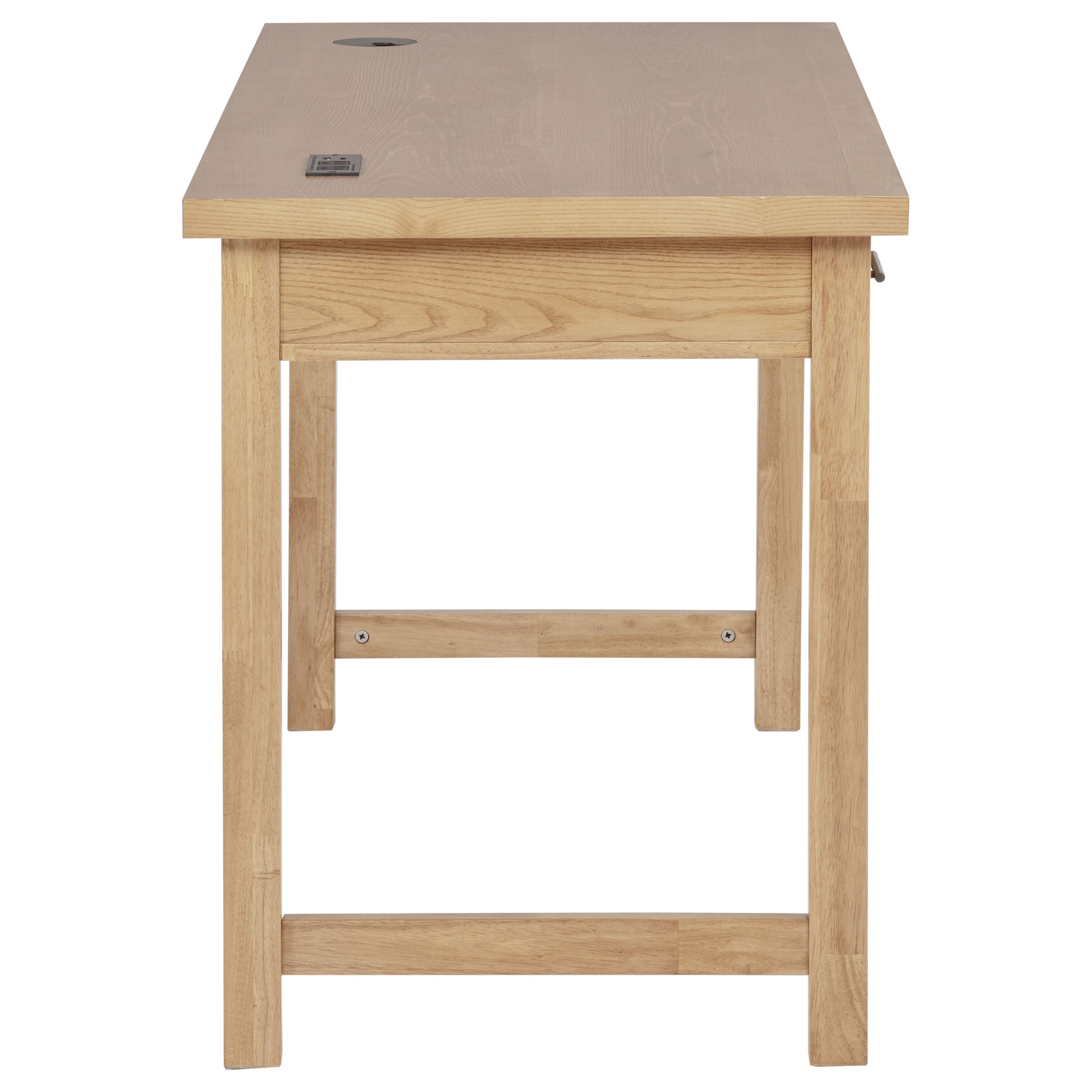 Vermes 55-inch 3-drawer Writing Desk with Power Outlet Light Ash
