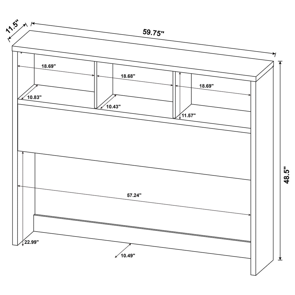 Westpark 49-inch Queen Bookcase Headboard Black